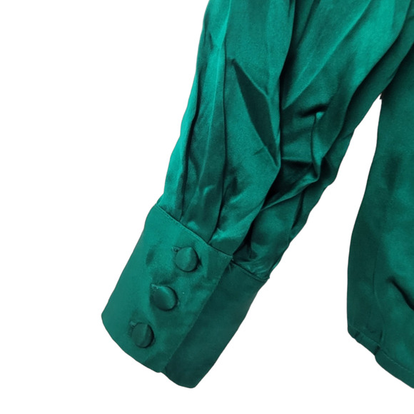 Talbots Vintage Petite Silk Satin Turtleneck Luxe Button Back Long Sleeve Blouse - Picture 12 of 15